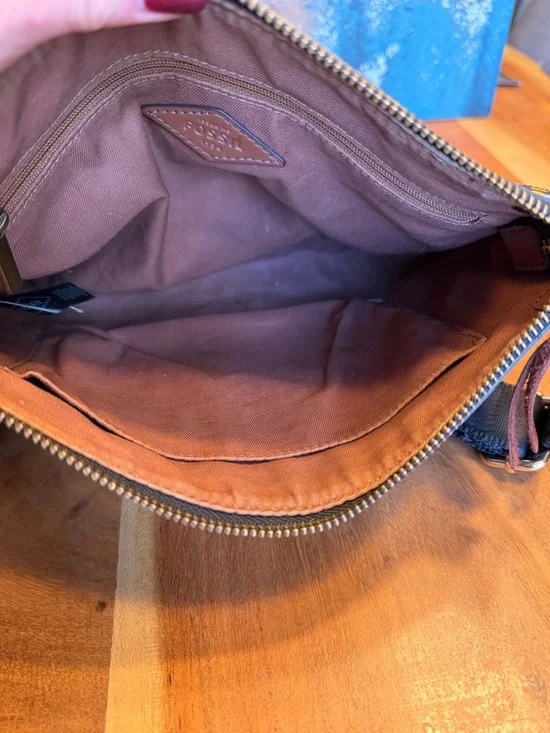 Fossil Boho Floral Coated Canvas Crossbody Bag Brown/Blue Gold (GUC) - Picture 17 of 17